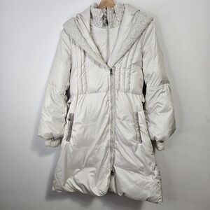 Mackage Long Down Puffer Coat Jacket S Cream Off White